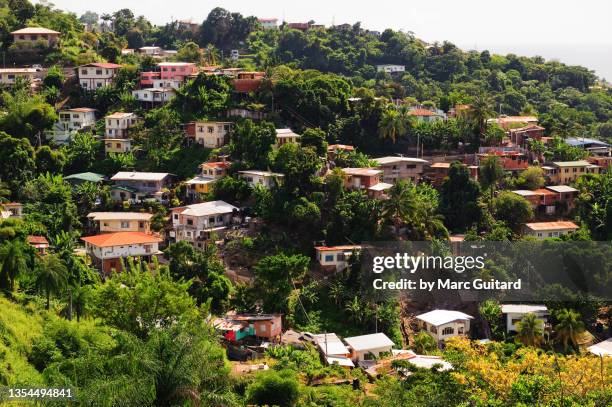 hillside neighborhood of port of spain, trinidad, trinidad & tobago - trinidad trinidad and tobago stock pictures, royalty-free photos & images