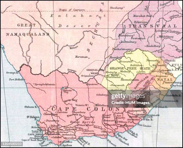 Map of Southern Africa in 1878 .