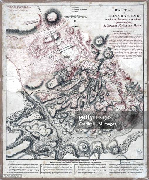 Vintage Maps / Antique Maps - Battle of Brandywine in which the Americans were defeated : September the 11th, 1777 by General Sr. William Howe.