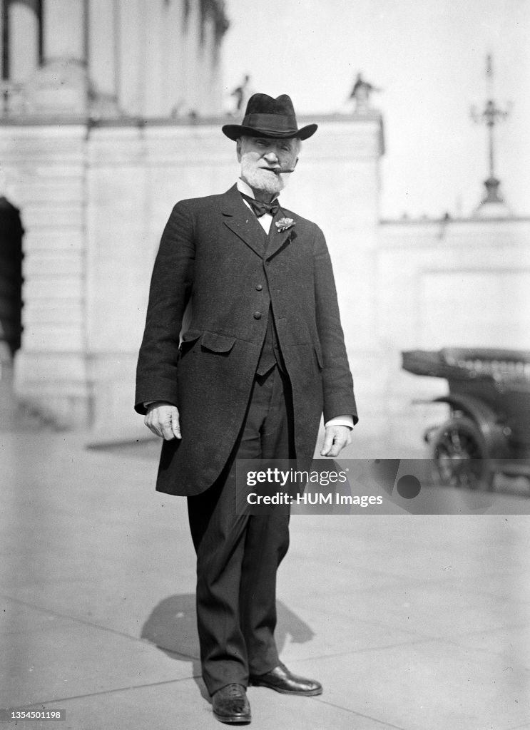 Early 1900s U.S. Politicians - Congressman Joseph G. Cannon standing outside the U.S. Capitol ca. 1910-1917