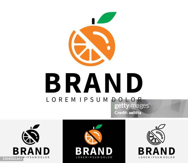orange icon set. logo design. - nutrition label stock illustrations