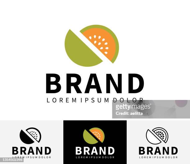melon icon set. logo design. - melon stock illustrations