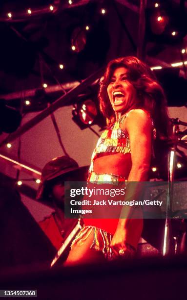 American R&B, Soul, and Pop singer Tina Turner performs during the Schaefer Music Festival at Wollman Rink in Central Park, New York, New York, July...