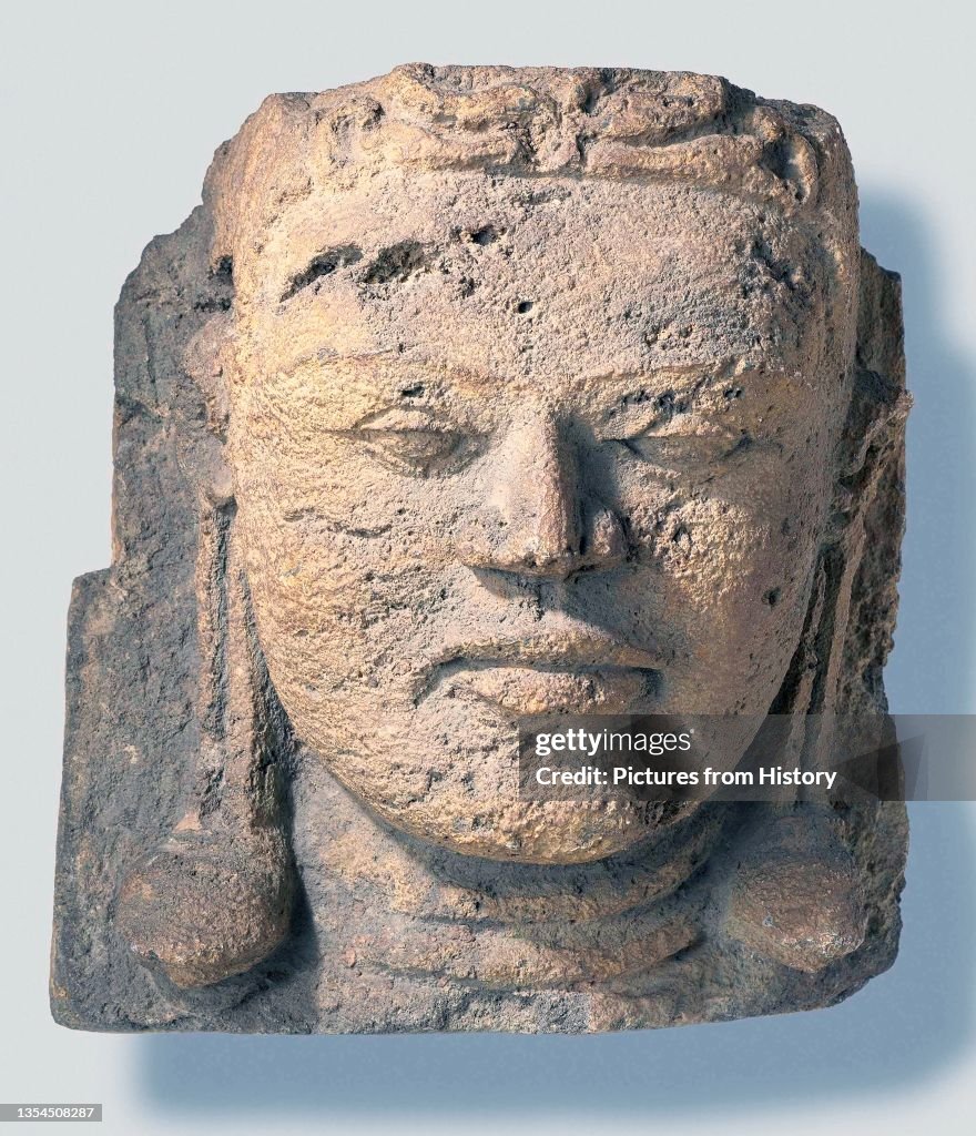 Indonesia: Stone head from the upper levels of Candi Bima, Dieng Plateau, Central Java, 8th century