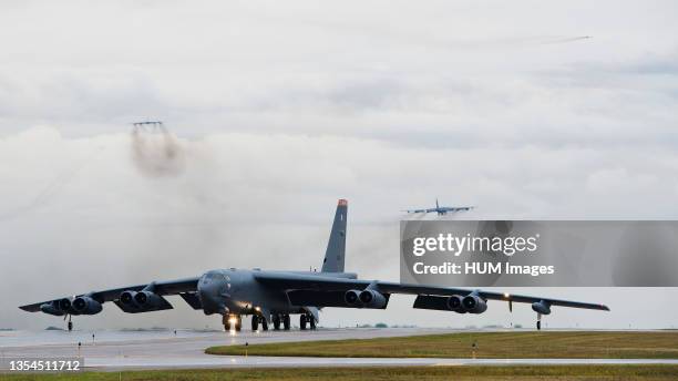 Stratofortress taxis down the runway during Prairie Vigilance 16-1 at Minot Air Force Base, N.D., Sept. 16, 2016..