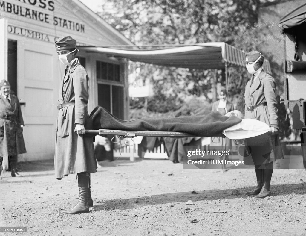 Demonstration at the Red Cross Emergency Ambulance Station in Washington, D.C., during the influenza pandemic of 1918