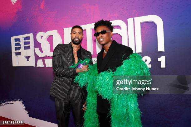 Skyh Alvester Black attends and Lucky Daye attend The “2021 Soul Train Awards” Presented By BET at The Apollo Theater on November 20, 2021 in New...