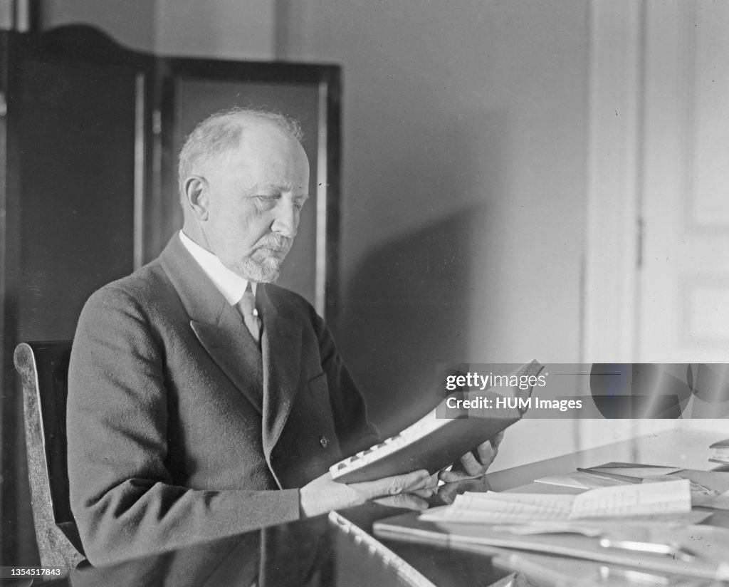 Speaker of the House Frederick Gillett reading a book ca. between 1918 and 1920