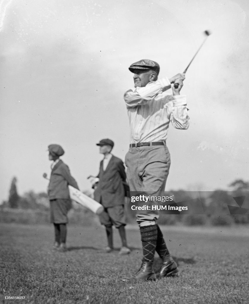 Speaker of the House Frederick Gillett playing golf ca. between 1918 and 1920