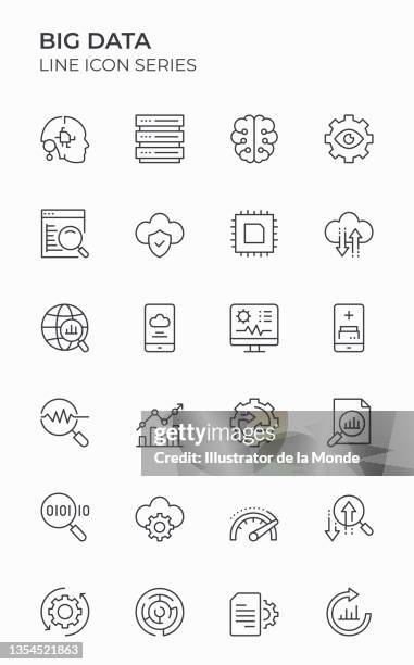 big data editable stroke icons - computer mainframe icon stock illustrations