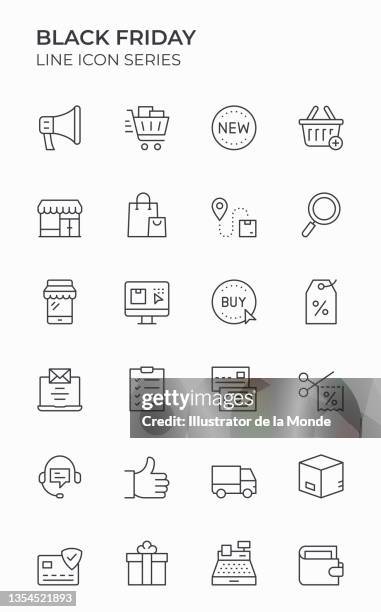 black friday editable stroke icons - shopping bag icon stock illustrations