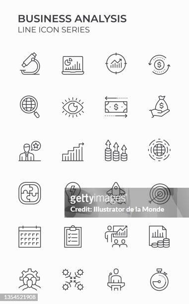 business analysis editable stroke icons - score card stock illustrations