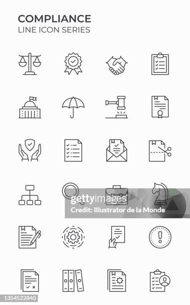 compliance editable stroke icons - politics and government stock illustrations