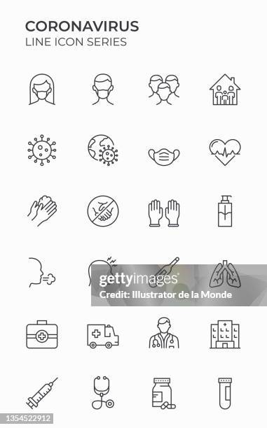 coronavirus editable stroke icons - covid cleaning stock illustrations