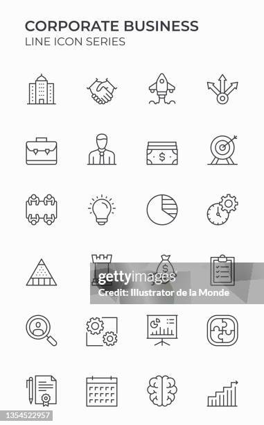 corporate business editable stroke icons - business plan vector stock illustrations