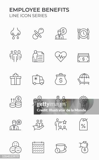 employee benefits editable stroke icons - employee benefits stock illustrations