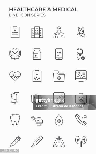 healthcare and medical editable stroke icons - surgeon stock illustrations