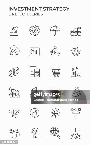 investment strategy editable stroke icons - financial planning stock illustrations