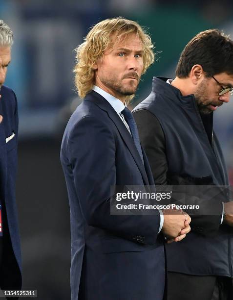 Juventus Pavel Nedved during the Serie A match between SS Lazio and Juventus at Stadio Olimpico on November 20, 2021 in Rome, Italy.