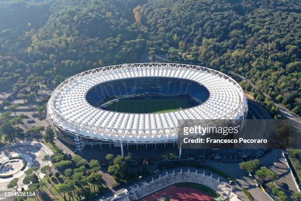 General view of Stadio Olimpico before the Serie A match between SS Lazio and Juventus at Stadio Olimpico on November 20, 2021 in Rome, Italy.