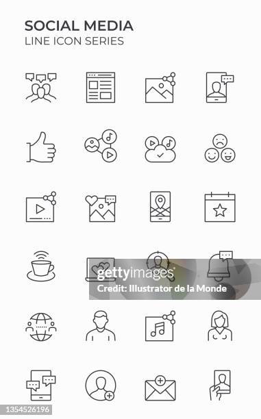 social media editable stroke icons - de media stock illustrations