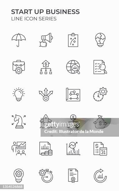 start up business editable stroke icons - ipo stock illustrations