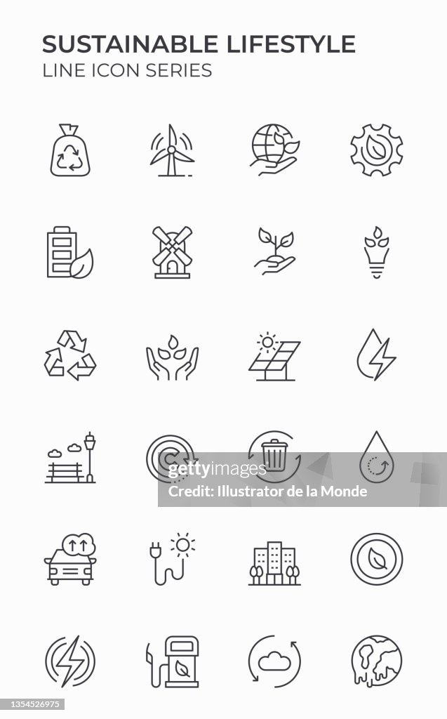 Sustainable Lifestyle Editable Stroke Icons