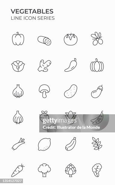 vegetables editable stroke icons - spinach salad stock illustrations
