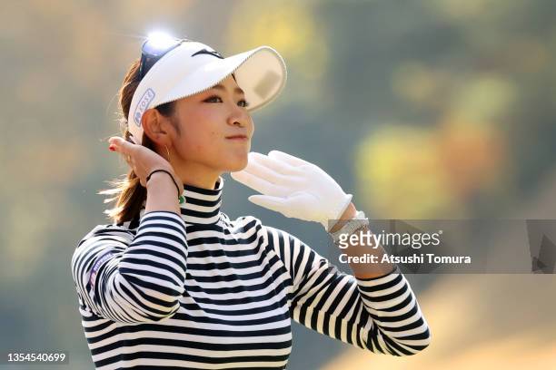 Erika Hara of Japan is seen during the final round of the Daio Paper Elleair Ladies at the Elleair Golf Club Matsuyama on November 21, 2021 in...
