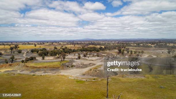 aerial image of the axedale quarry - victoria aerial stock pictures, royalty-free photos & images