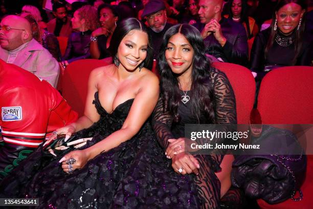 Ashanti and Tina Douglas attend The “2021 Soul Train Awards” Presented By BET at World Famous Apollo on November 20, 2021 in New York City.
