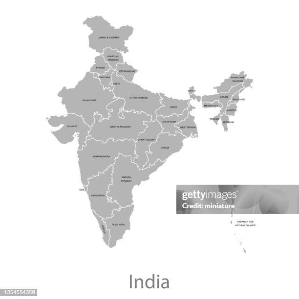 indien karte - indian political map stock-grafiken, -clipart, -cartoons und -symbole