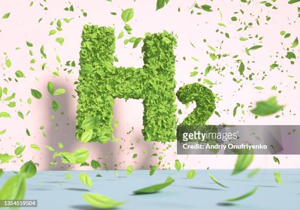 h2 hydrogen icon made out of green leaves. - digitally generated image photos et images de collection