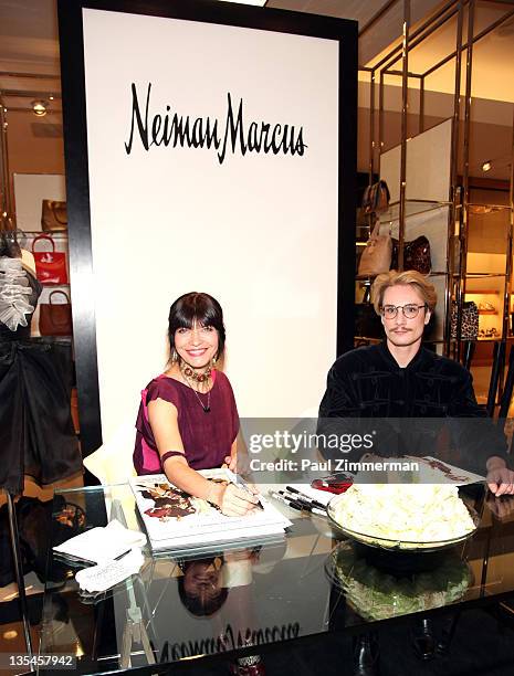 Designer Elisa Jimenez and Designer Austin Scarlett from Project Runway All Stars visit Neiman Marcus Paramus on December 10, 2011 in Paramus, New...