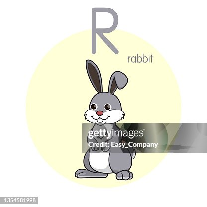Vector Illustration Of Rabbit With Alphabet Letter R Upper Case Or ...