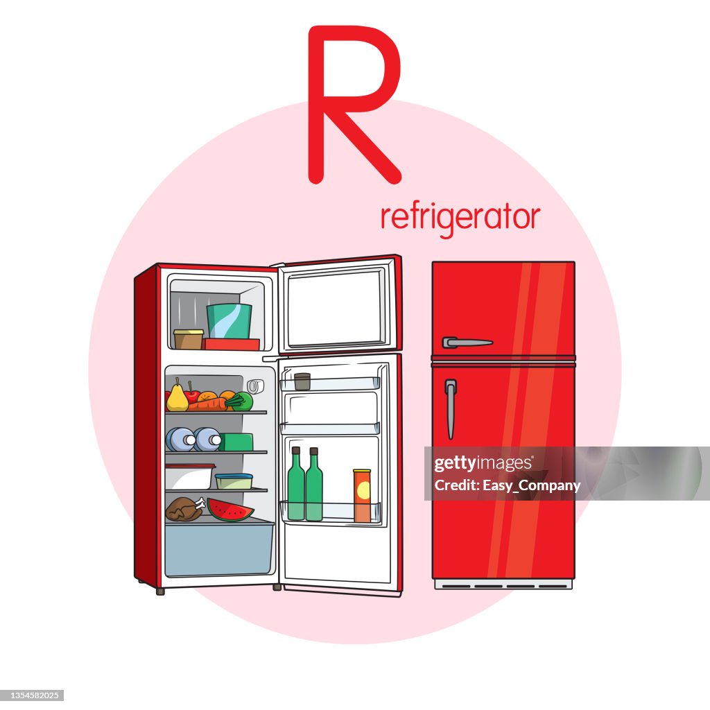 Refrigerator Letter R Vector Illustration Of Refrigerator With Alphabet Letter R Upper Case ...
