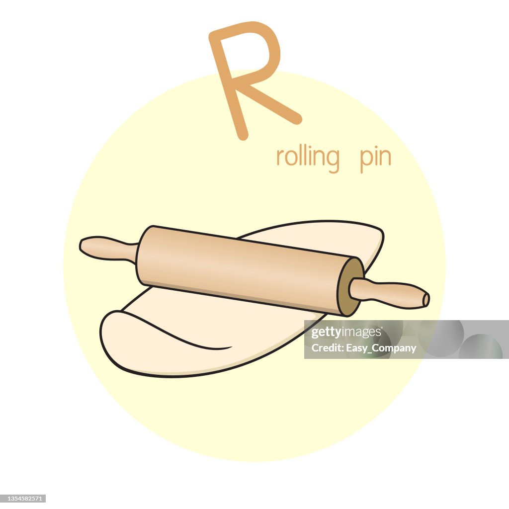 Rolling Letter R Vector Illustration Of Rolling Pin With Alphabet Letter R Upper Case Or ...