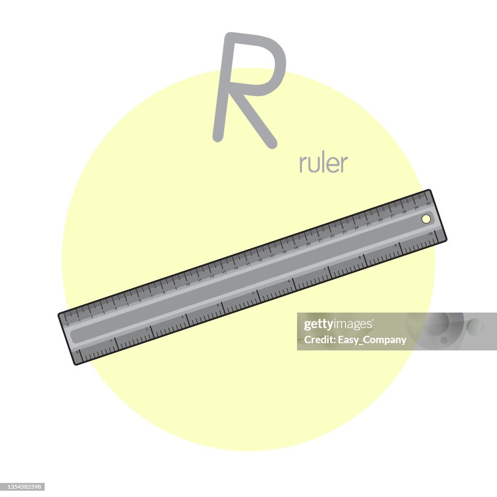 Vector Illustration Of Ruler With Alphabet Letter R Upper Case Or ...
