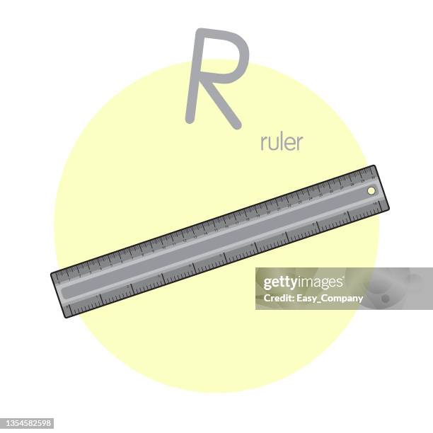 vector illustration of ruler with alphabet letter r upper case or capital letter for children learning practice abc - meter unit of length stock illustrations