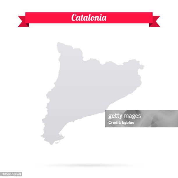 ilustraciones, imágenes clip art, dibujos animados e iconos de stock de mapa de cataluña sobre fondo blanco con bandera roja - cataluña mapa