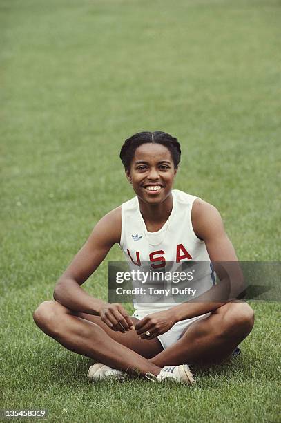 Olympic Gold medallist Evelyn Ashford of the United States in training on 1st March 1981 in Los Angeles, California, United States.