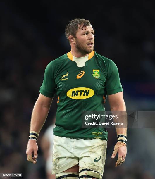 Duane Vermeulen of South Africa looks on during the Autumn Nations Series match between England and South Africa at Twickenham Stadium on November...