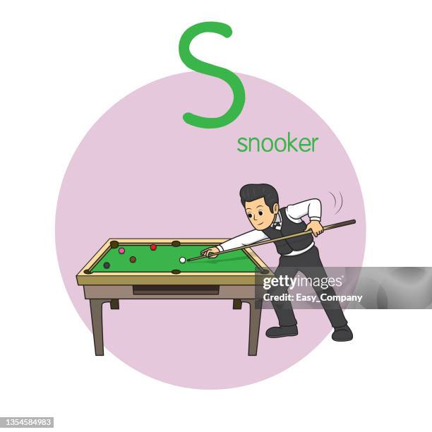 vector illustration of snooker with alphabet letter s upper case or capital letter for children learning practice abc - snooker stock illustrations