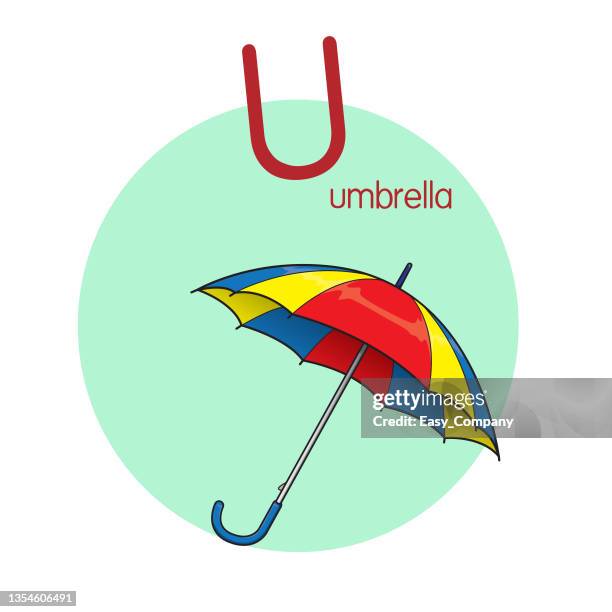 vector illustration of umbrella with alphabet letter u upper case or capital letter for children learning practice abc - sun safety stock illustrations