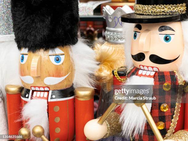 wooden nutcracker soldiers for christmas - nutcracker stock pictures, royalty-free photos & images