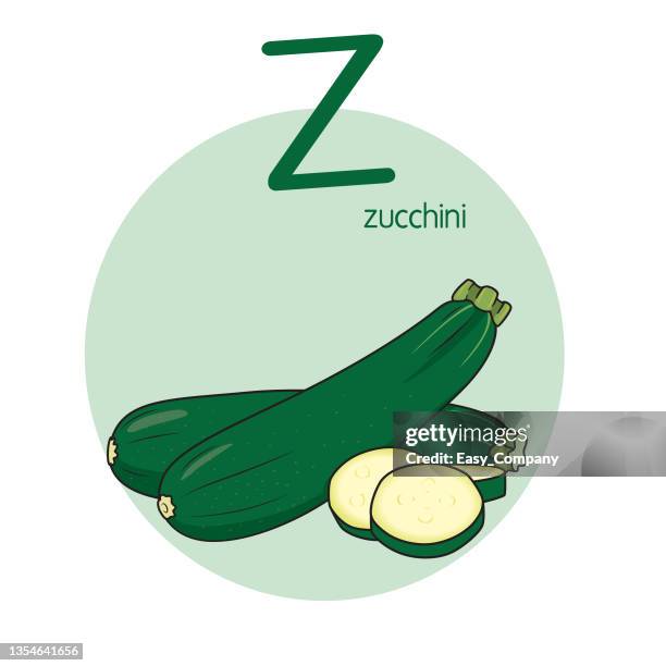 vector illustration of zucchini with alphabet letter z upper case or capital letter for children learning practice abc - yellow zucchini stock illustrations