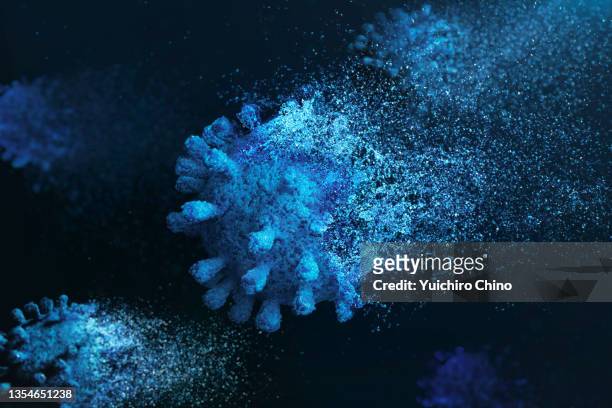 covid‑19 virus destruction - germs stockfoto's en -beelden