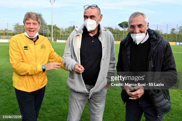 Odoacre Chierico SS Lazio head coach Maurizio Sari and Edoardo Reja the Albania manager i prior the 'Fratelli Tutti' Charity Match on November 21,...