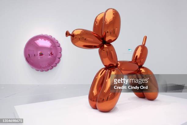 View of Jeff Koons' exhibition “Lost in America” during the press preview on November 20, 2021 at Qatar Museums Gallery Al Riwaq in Doha, Qatar. The...