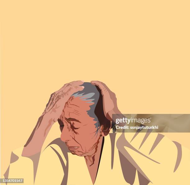 ilustraciones, imágenes clip art, dibujos animados e iconos de stock de anciana que sufre de ansiedad - mujeres ancianas solamente